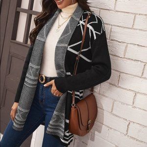 Open front geometric cardigan